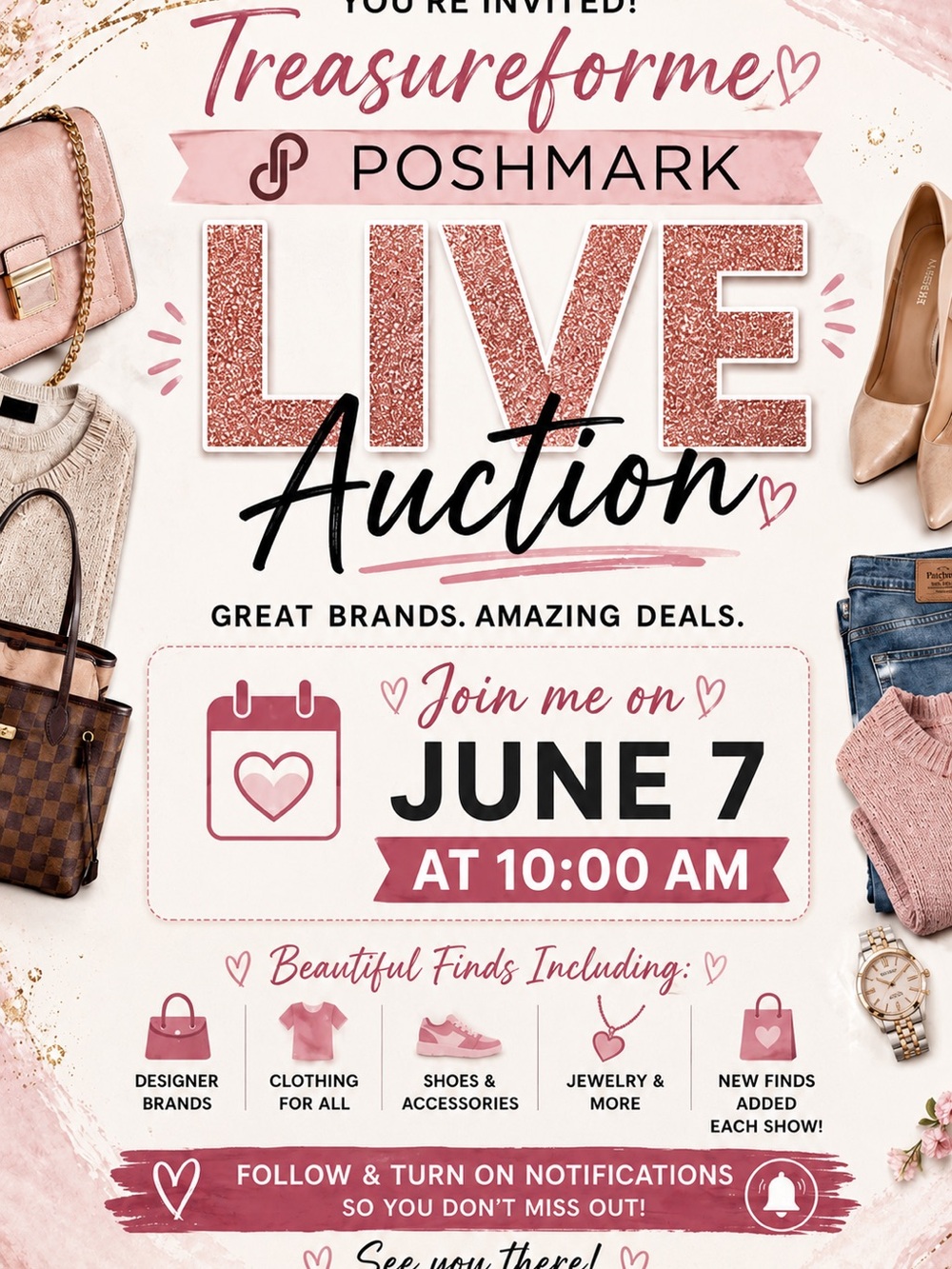 Live Auction Poster - Pink Treasurefinds
